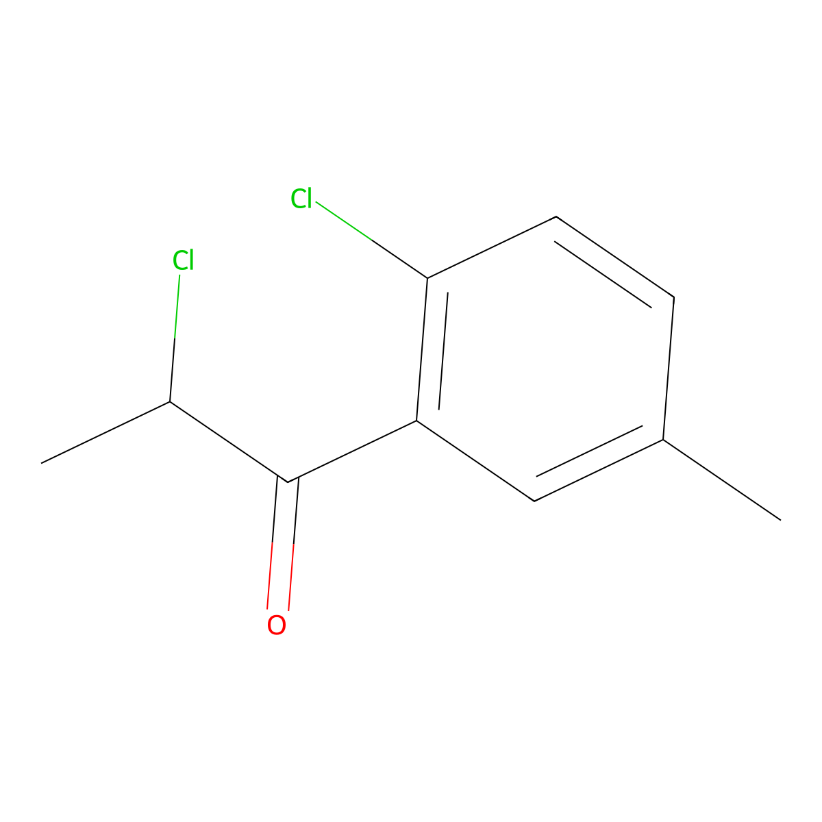 2-Chloro-1-(2-chloro-5-methylphenyl)propan-1-one molecular structure, CAS 1216007-27-0