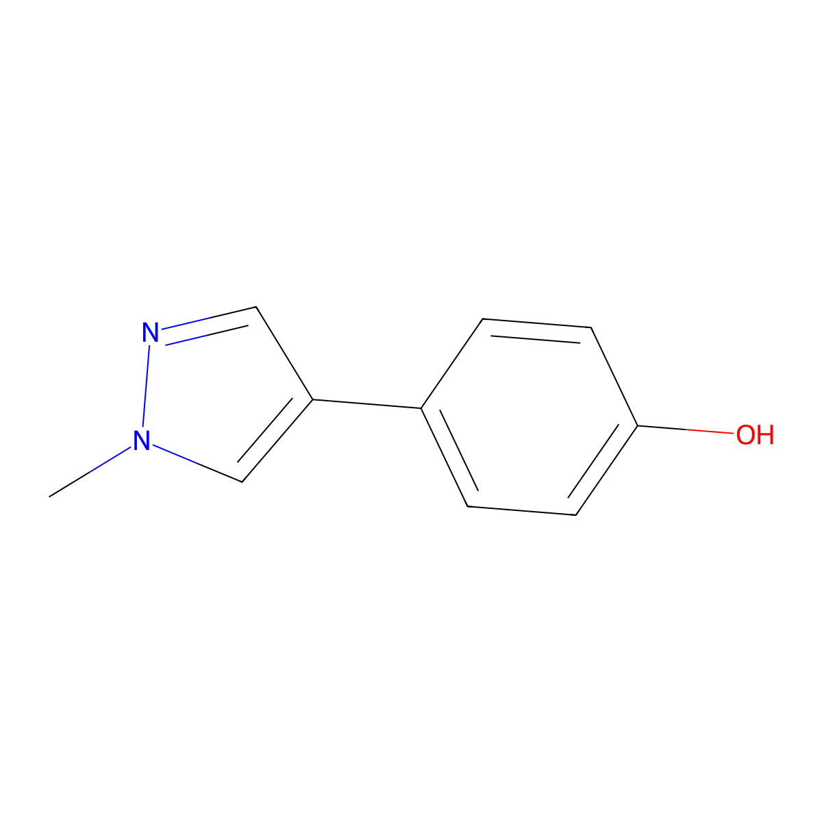 4-(1-methyl-1H-pyrazol-4-yl)phenol molecular structure, CAS 1216007-29-2