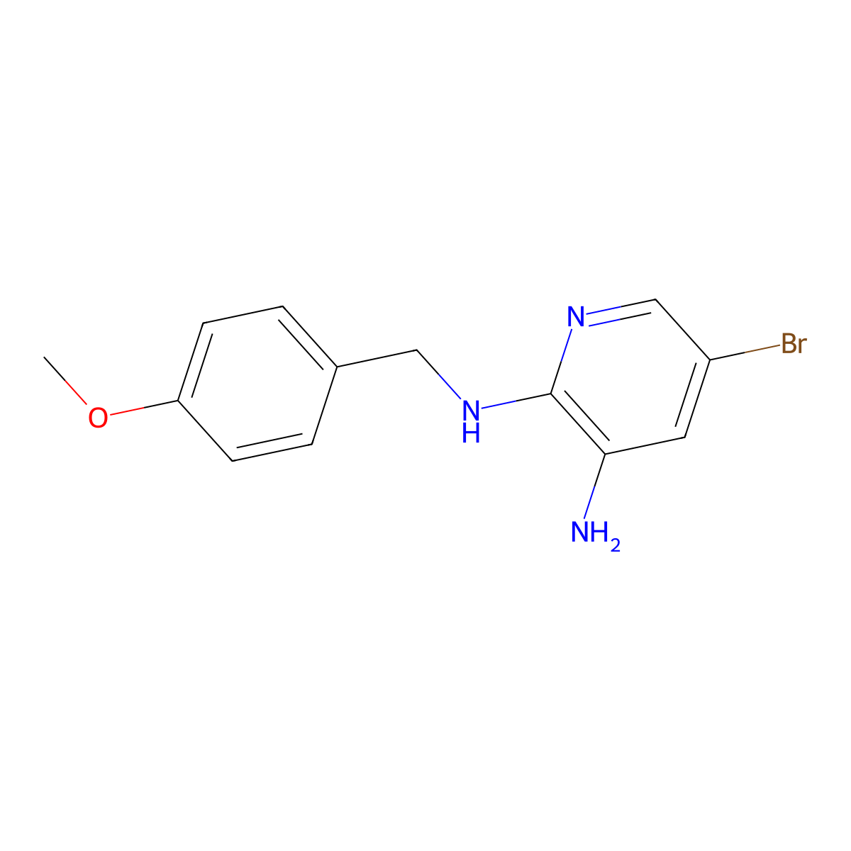 5-bromo-2-N-[(4-methoxyphenyl)methyl]pyridine-2,3-diamine molecular structure, CAS 1216013-09-0