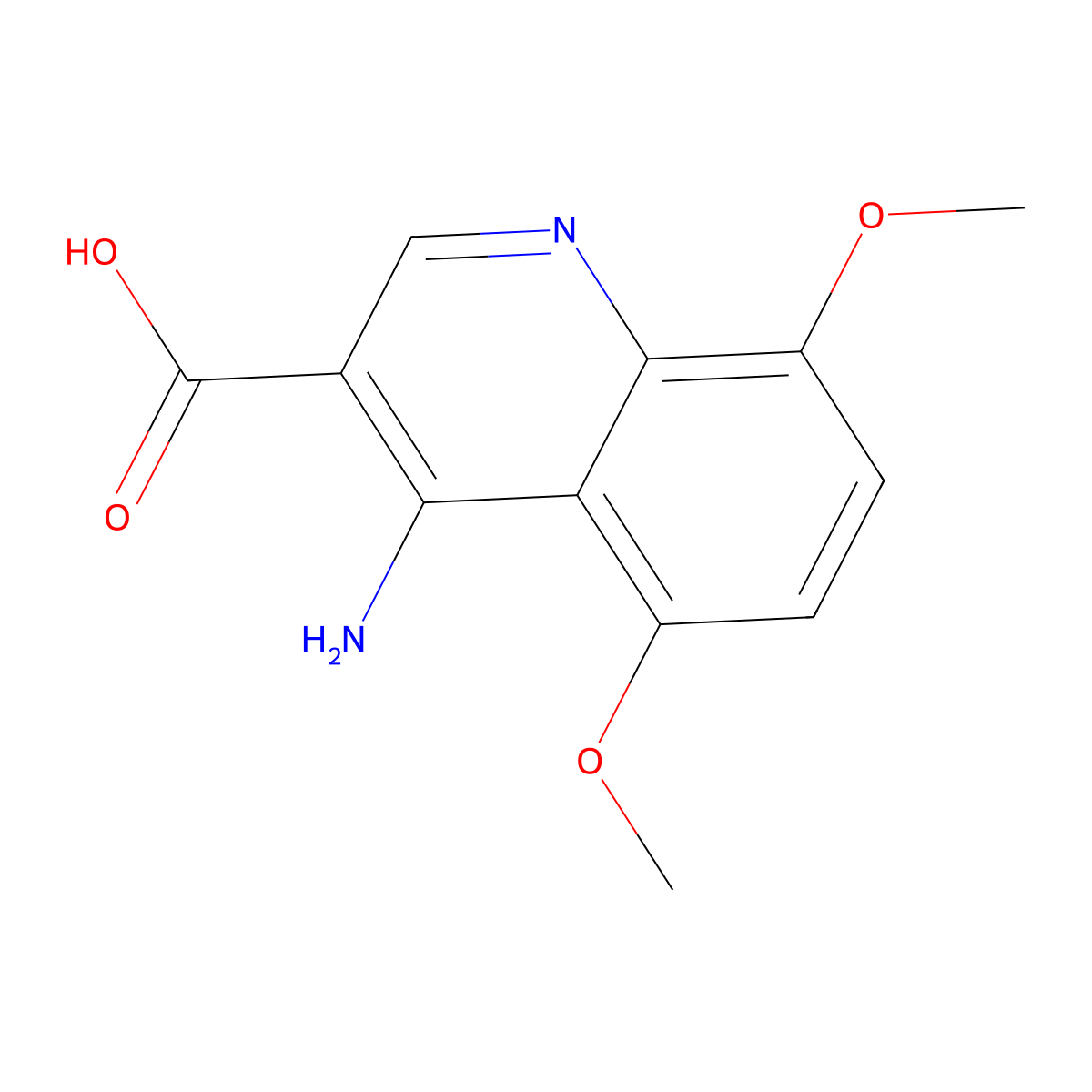 4-Amino-5,8-dimethoxyquinoline-3-carboxylic acid molecular structure, CAS 1216013-43-2