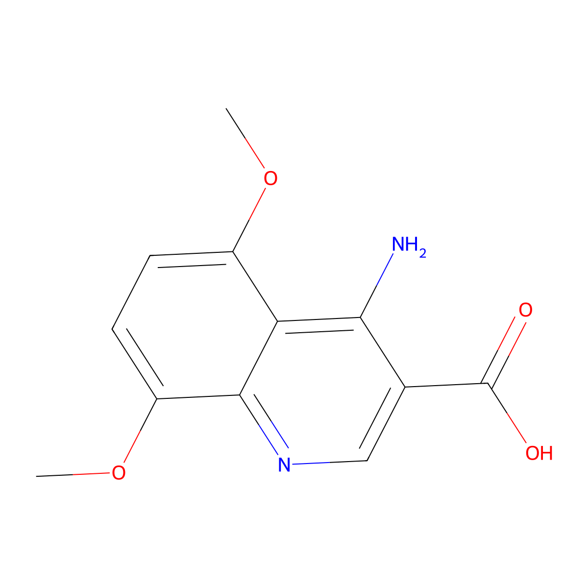 4-Amino-5,8-dimethoxyquinoline-3-carboxylic acid molecular structure, CAS 1216013-43-2