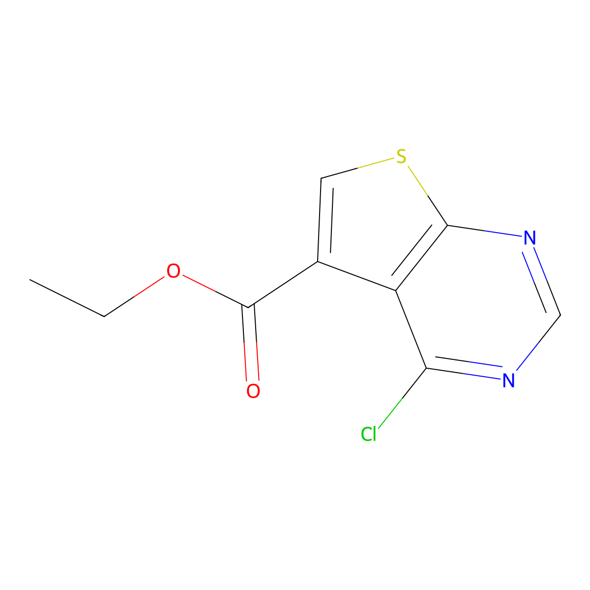 Ethyl 4-chlorothieno[2,3-d]pyrimidine-5-carboxylate molecular structure, CAS 1216013-63-6