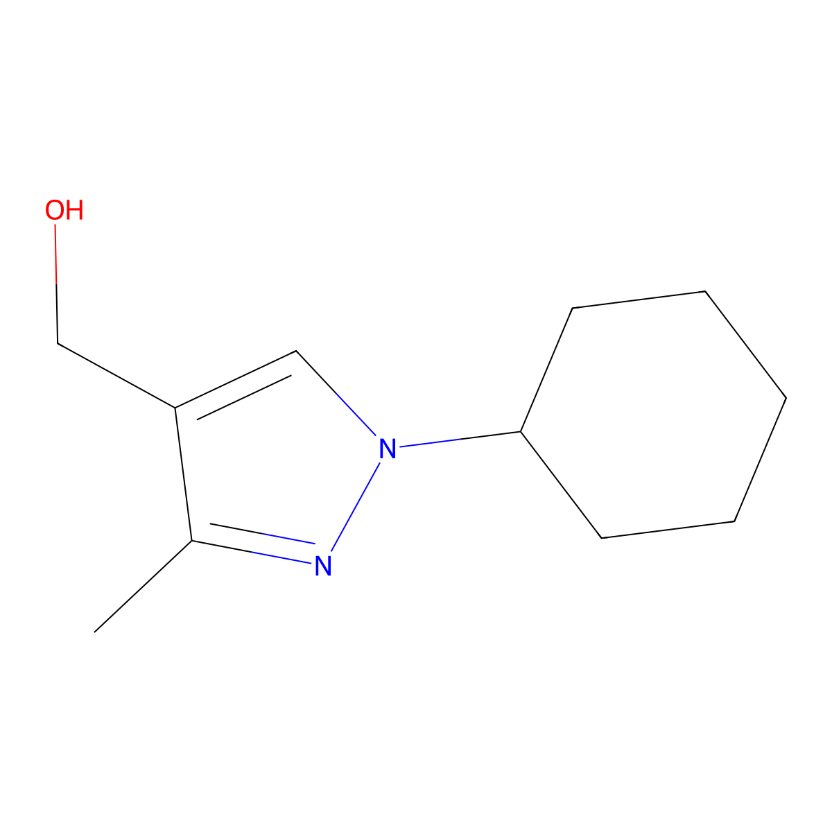 (1-Cyclohexyl-3-methyl-1H-pyrazol-4-YL)methanol molecular structure, CAS 1216013-67-0