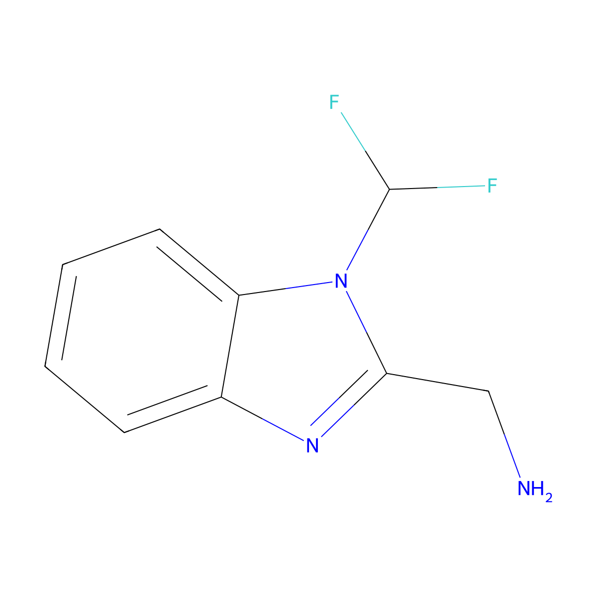 1-[1-(difluoromethyl)-1H-1,3-benzodiazol-2-yl]methanamine molecular structure, CAS 1216014-93-5