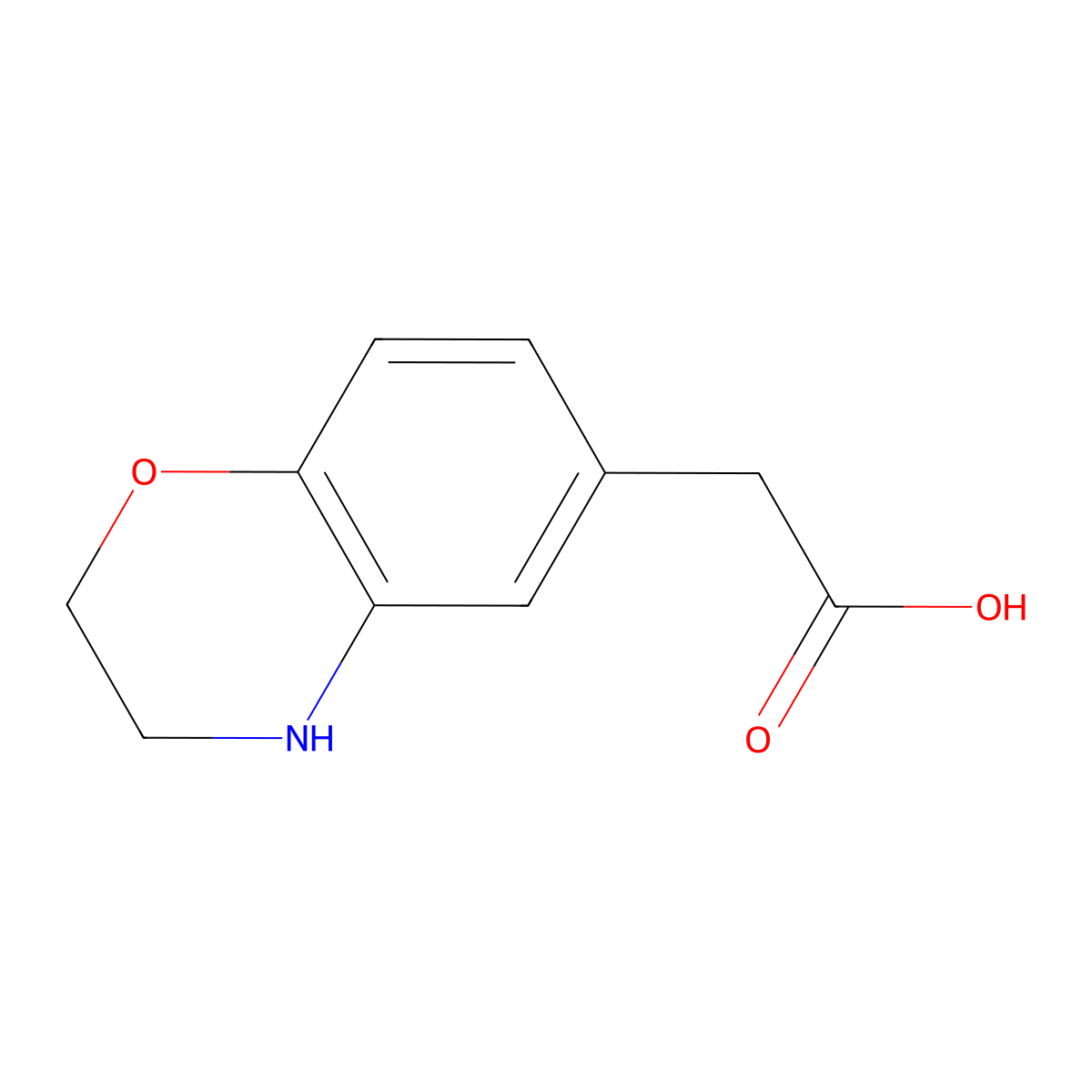 2-(3,4-Dihydro-2H-1,4-benzoxazin-6-YL)acetic acid molecular structure, CAS 1216022-30-8