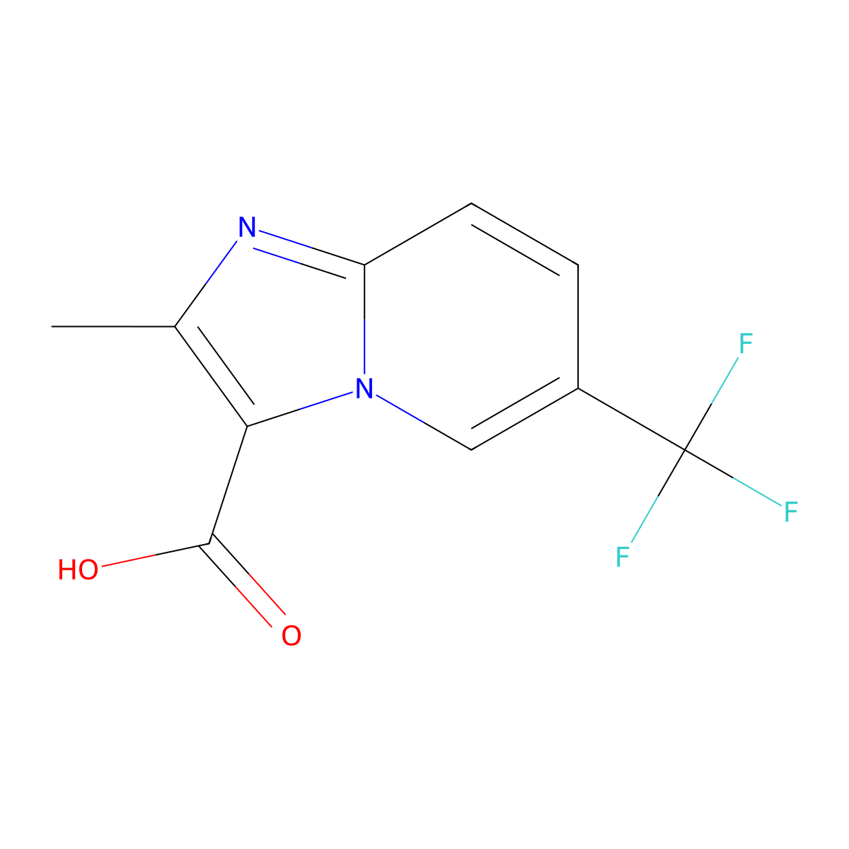 2-Methyl-6-(trifluoromethyl)imidazo[1,2-a]pyridine-3-carboxylic acid molecular structure, CAS 1216023-47-0