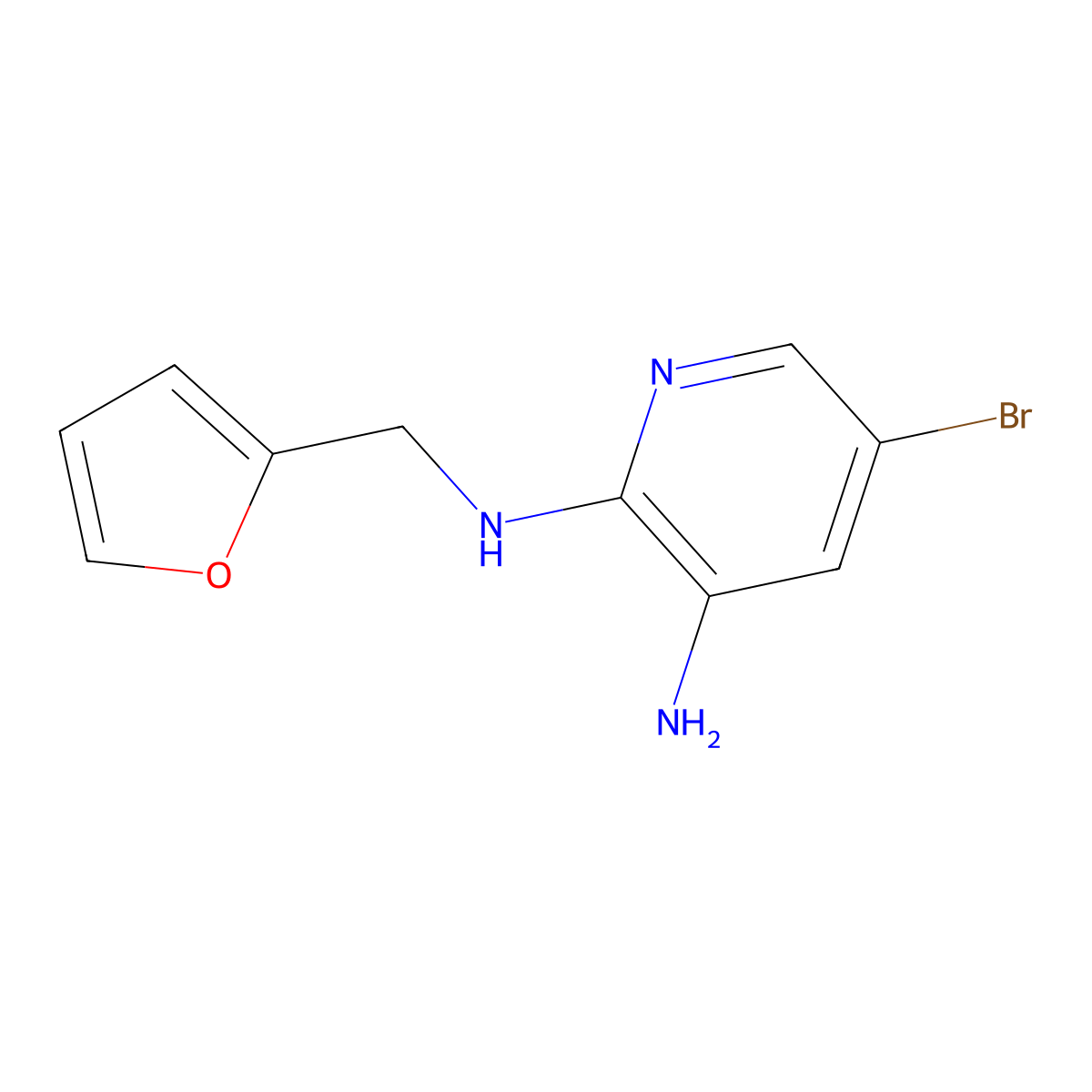 5-bromo-2-N-(furan-2-ylmethyl)pyridine-2,3-diamine molecular structure, CAS 1216029-93-4