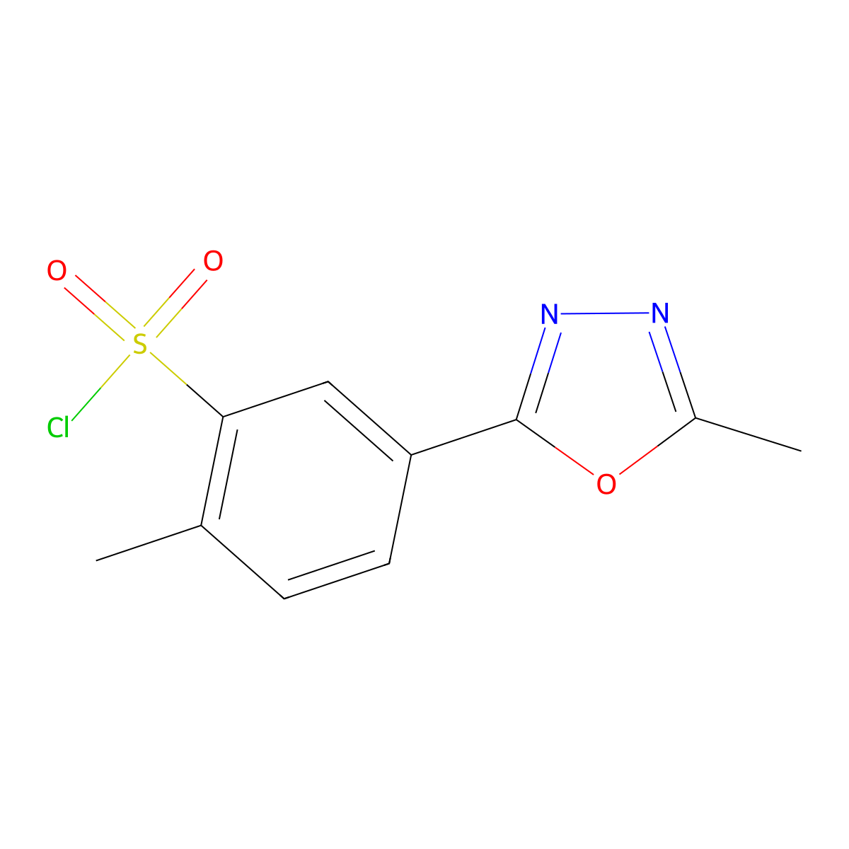 2-Methyl-5-(5-methyl-1,3,4-oxadiazol-2-yl)benzene-1-sulfonyl chloride molecular structure, CAS 1216030-32-8