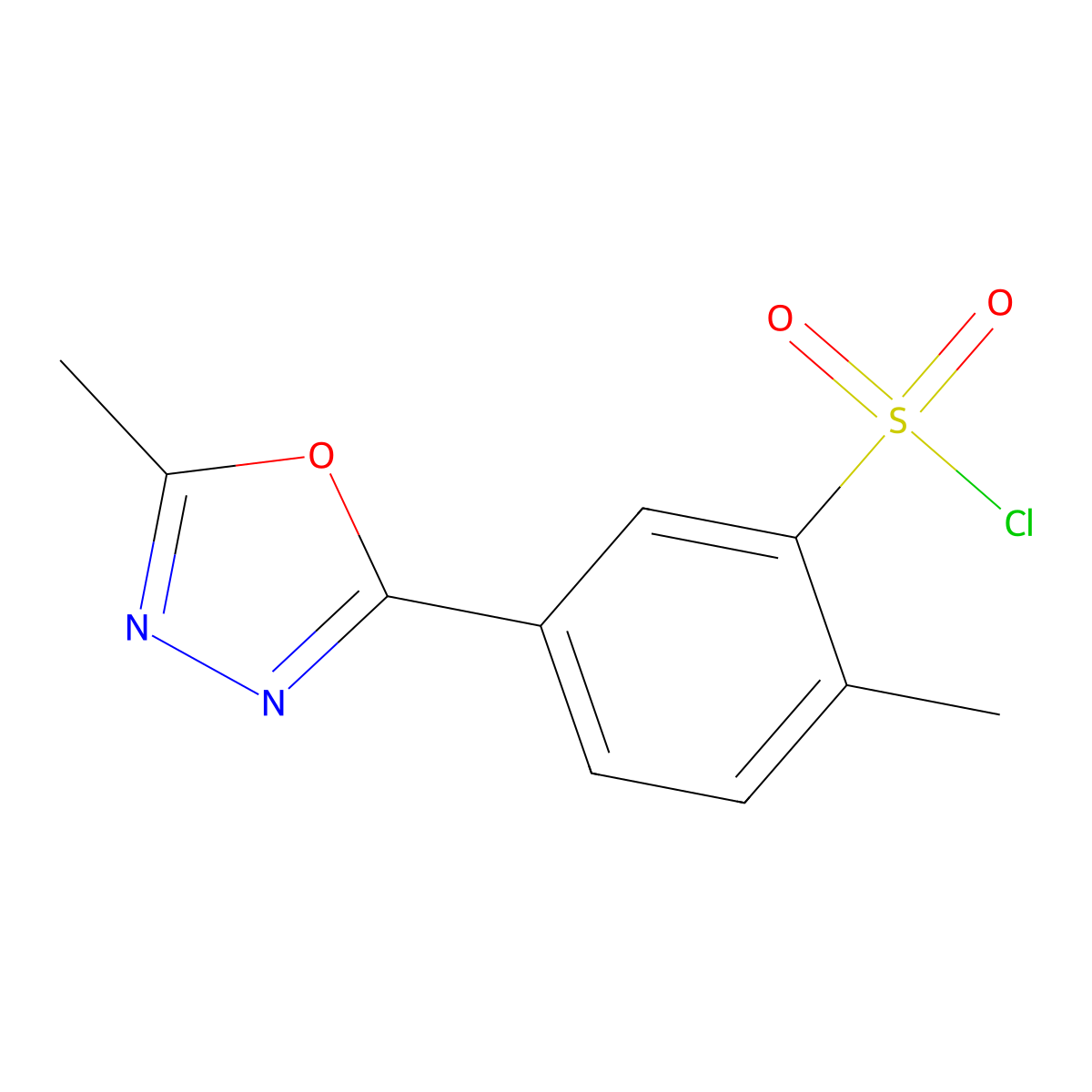 2-Methyl-5-(5-methyl-1,3,4-oxadiazol-2-yl)benzene-1-sulfonyl chloride molecular structure, CAS 1216030-32-8