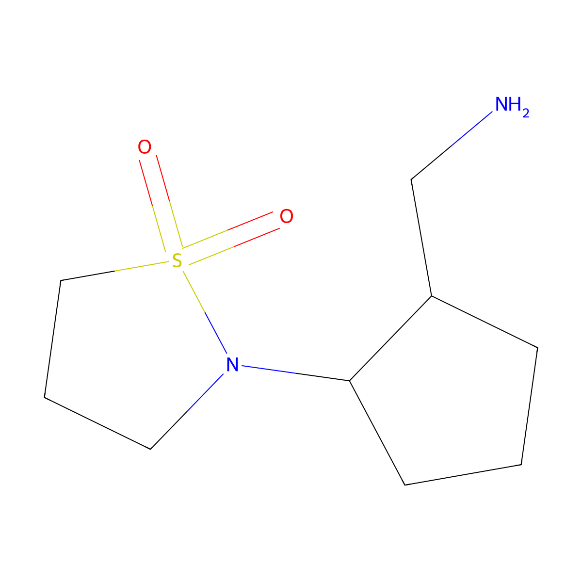 2-(2-(Aminomethyl)cyclopentyl)-1lambda6,2-thiazolidine-1,1-dione molecular structure, CAS 1216033-16-7