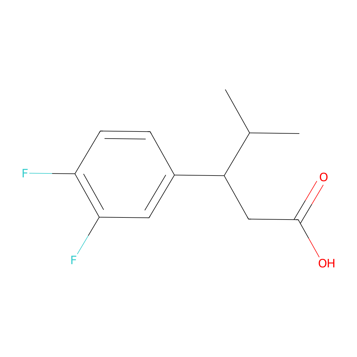 3-(3,4-Difluorophenyl)-4-methylpentanoic acid molecular structure, CAS 1216038-02-6