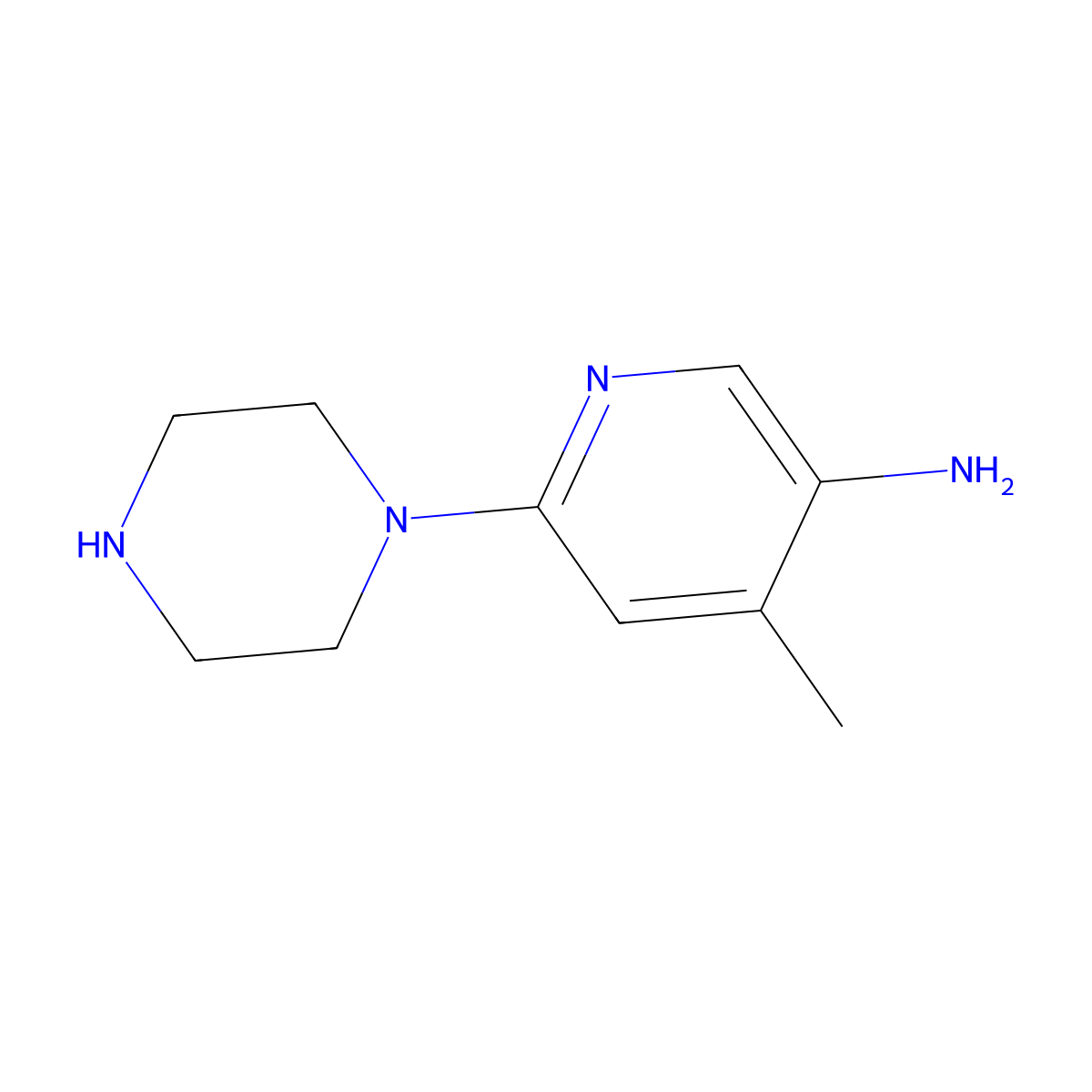 4-Methyl-6-(piperazin-1-yl)pyridin-3-amine molecular structure, CAS 1216045-21-4