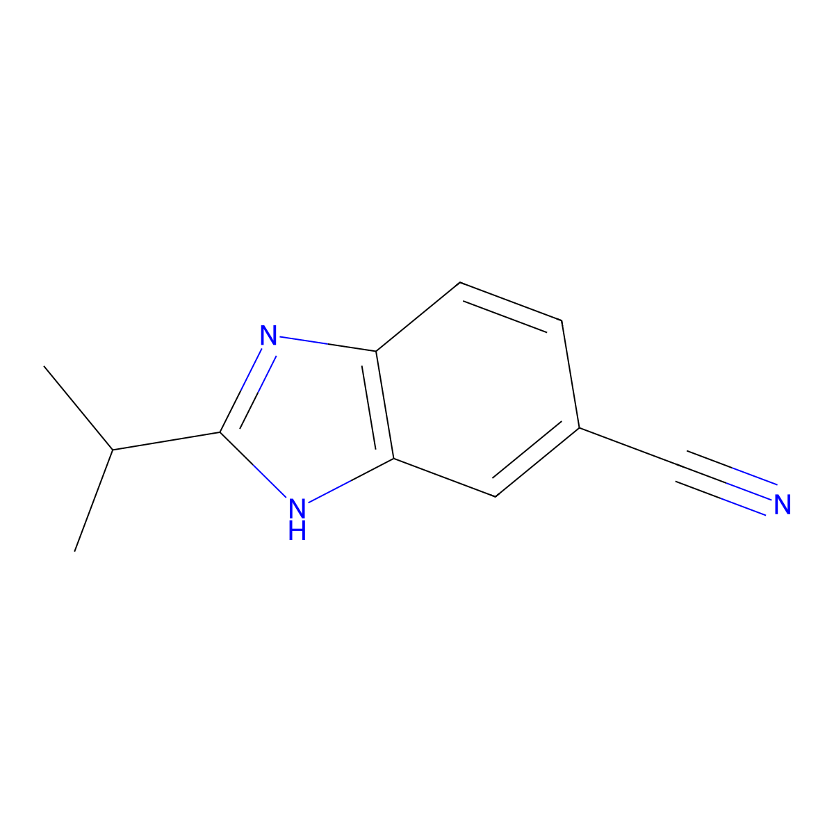 2-(propan-2-yl)-1H-1,3-benzodiazole-5-carbonitrile molecular structure, CAS 1216047-89-0