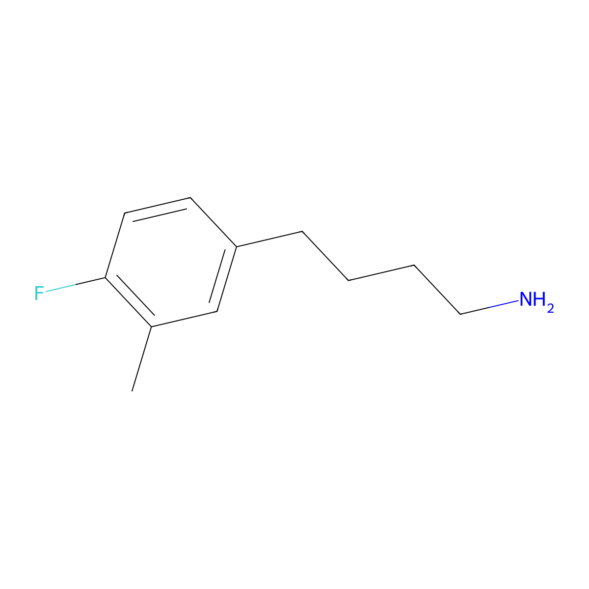 4-(4-Fluoro-3-methylphenyl)butan-1-amine molecular structure, CAS 1216050-02-0