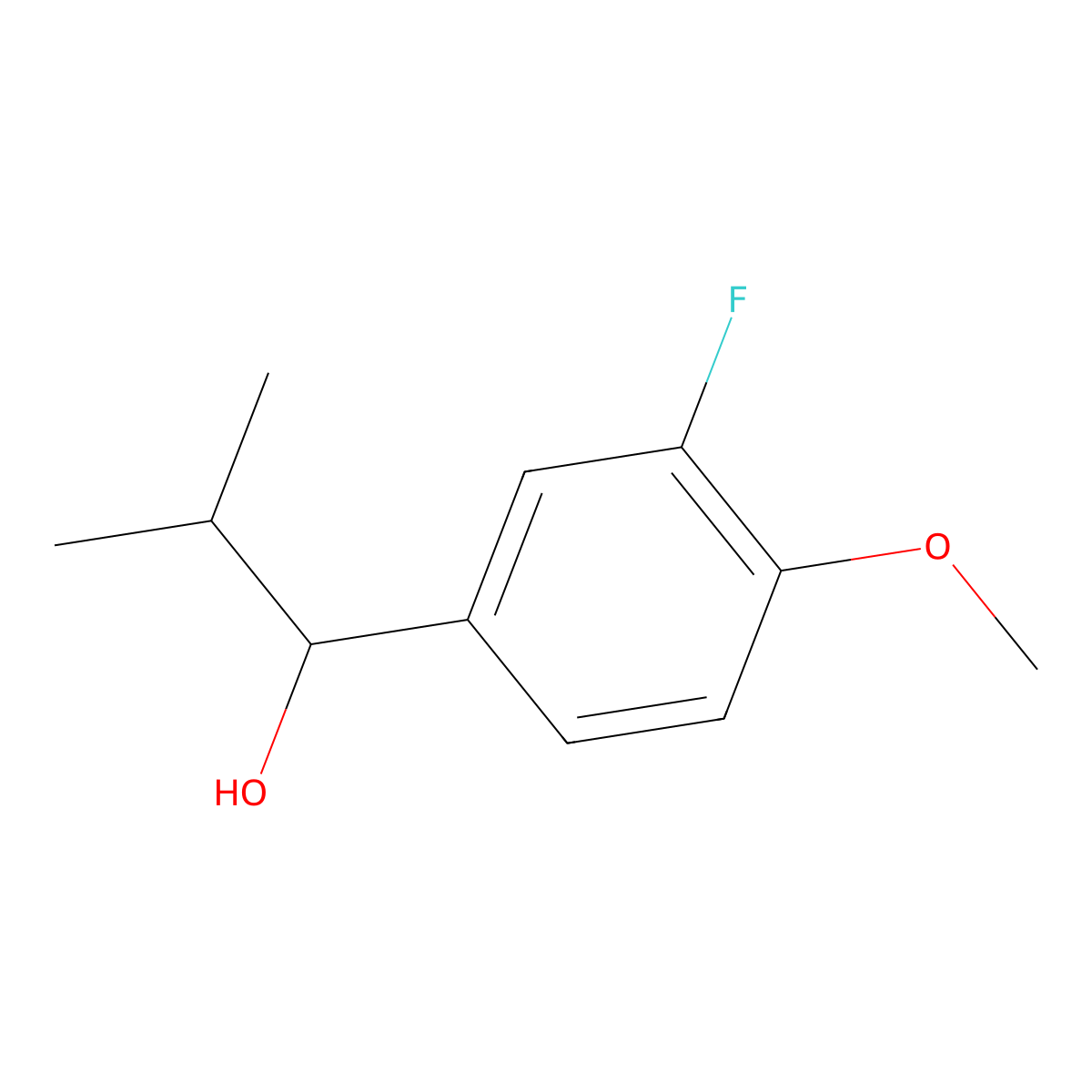 1-(3-Fluoro-4-methoxyphenyl)-2-methylpropan-1-ol molecular structure, CAS 1216050-34-8