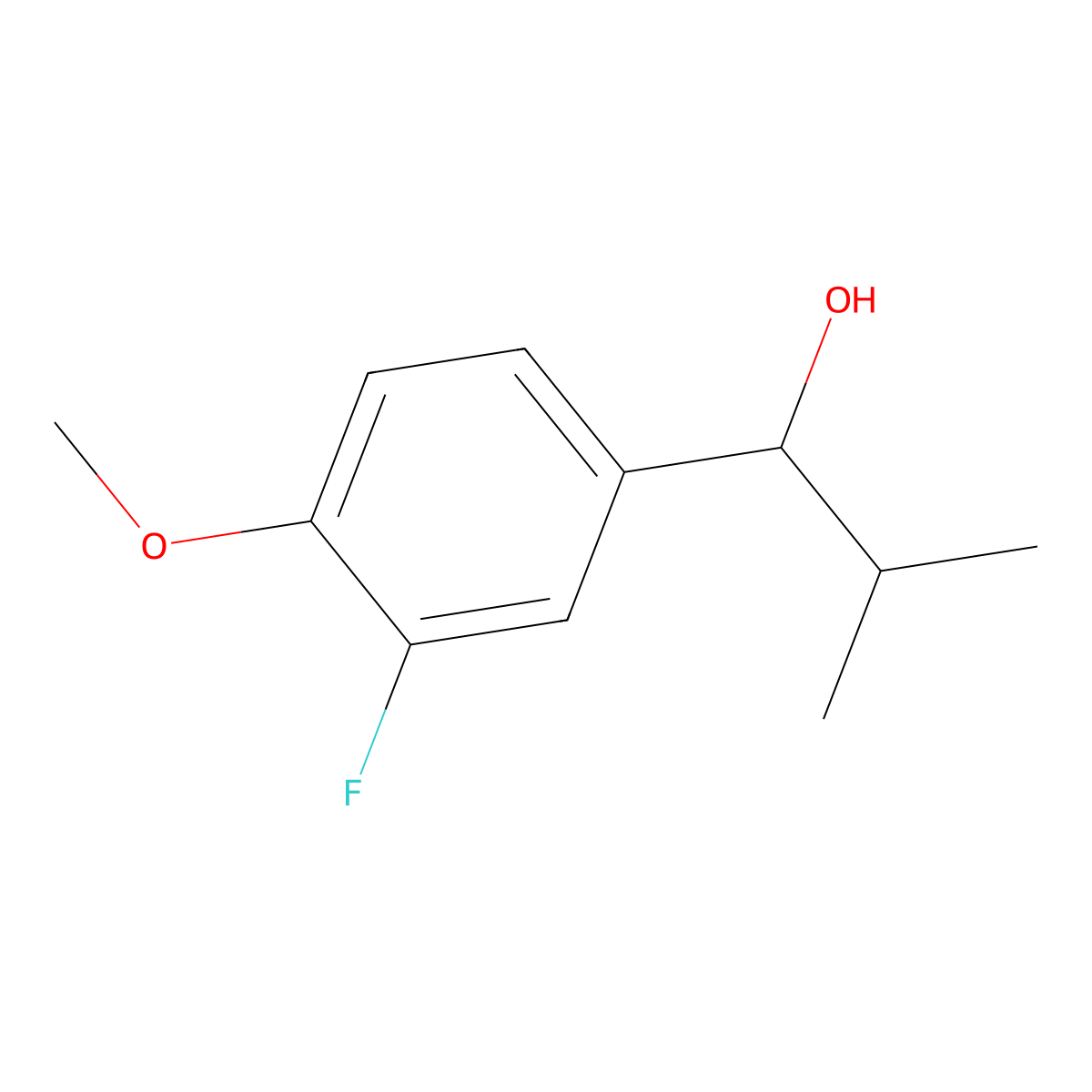 1-(3-Fluoro-4-methoxyphenyl)-2-methylpropan-1-ol molecular structure, CAS 1216050-34-8