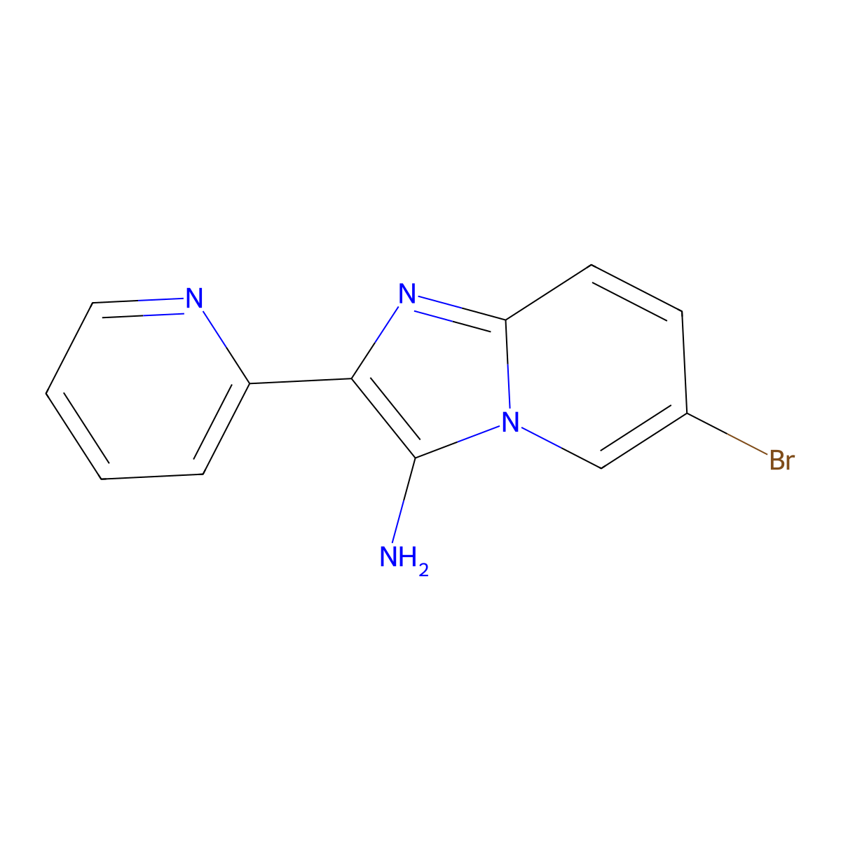 6-Bromo-2-(pyridin-2-yl)imidazo[1,2-a]pyridin-3-amine molecular structure, CAS 1216053-90-5
