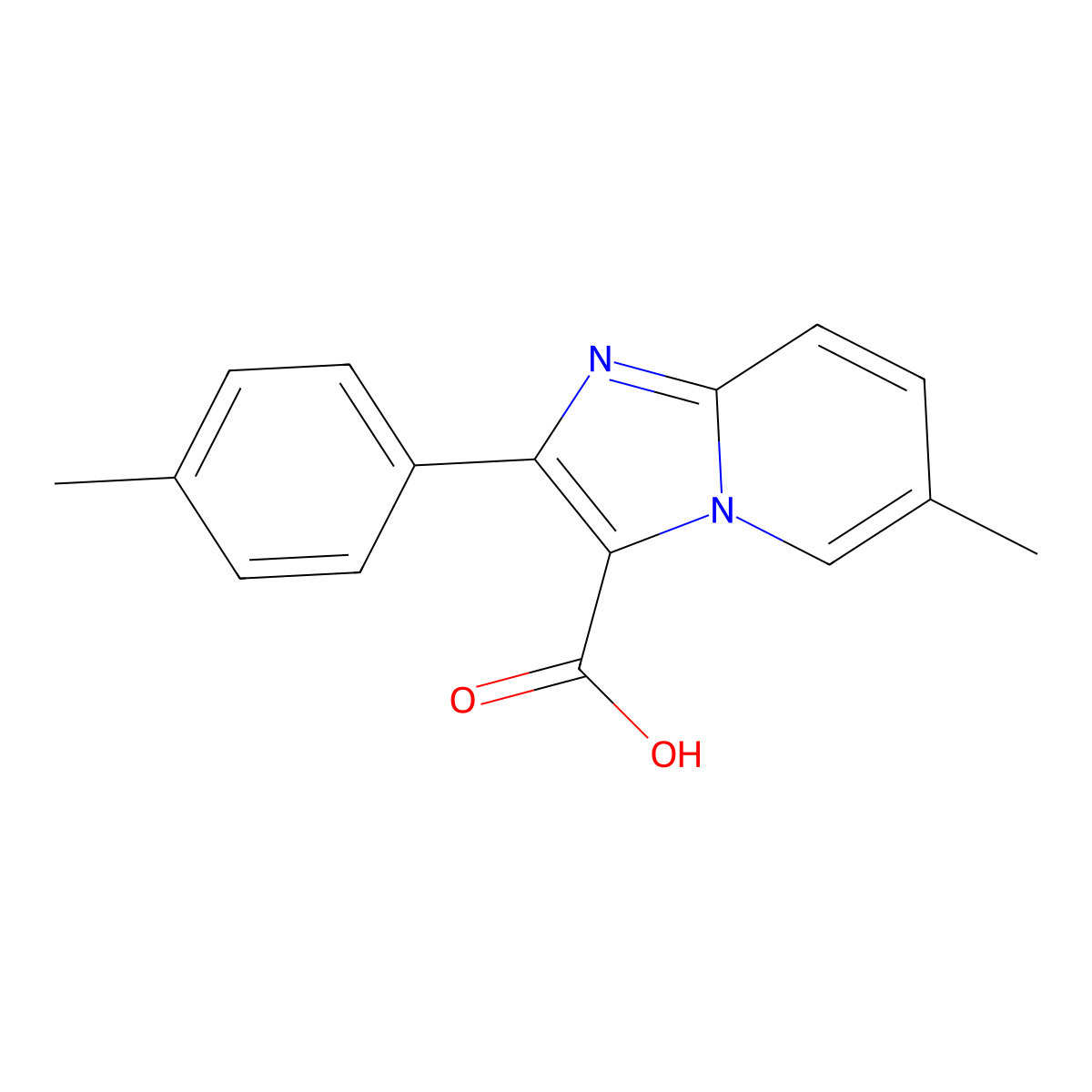 6-Methyl-2-(4-methylphenyl)imidazo[1,2-a]pyridine-3-carboxylic acid molecular structure, CAS 1216056-29-9
