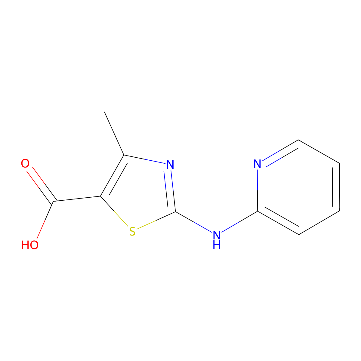 4-Methyl-2-(pyridin-2-ylamino)thiazole-5-carboxylic acid molecular structure, CAS 1216058-53-5