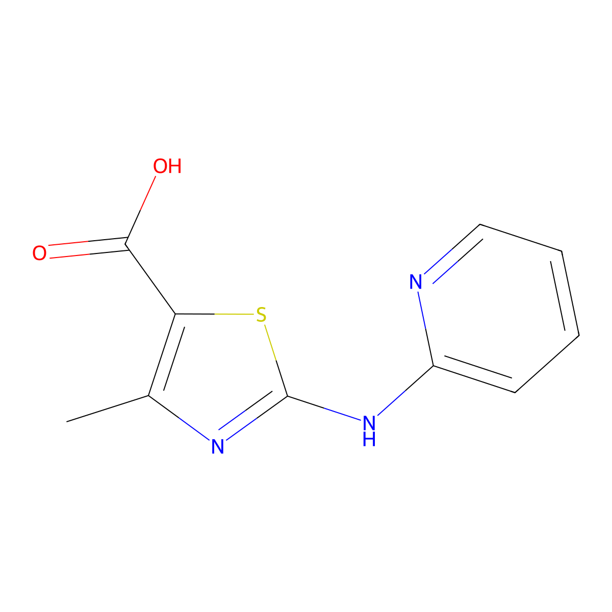 4-Methyl-2-(pyridin-2-ylamino)thiazole-5-carboxylic acid molecular structure, CAS 1216058-53-5