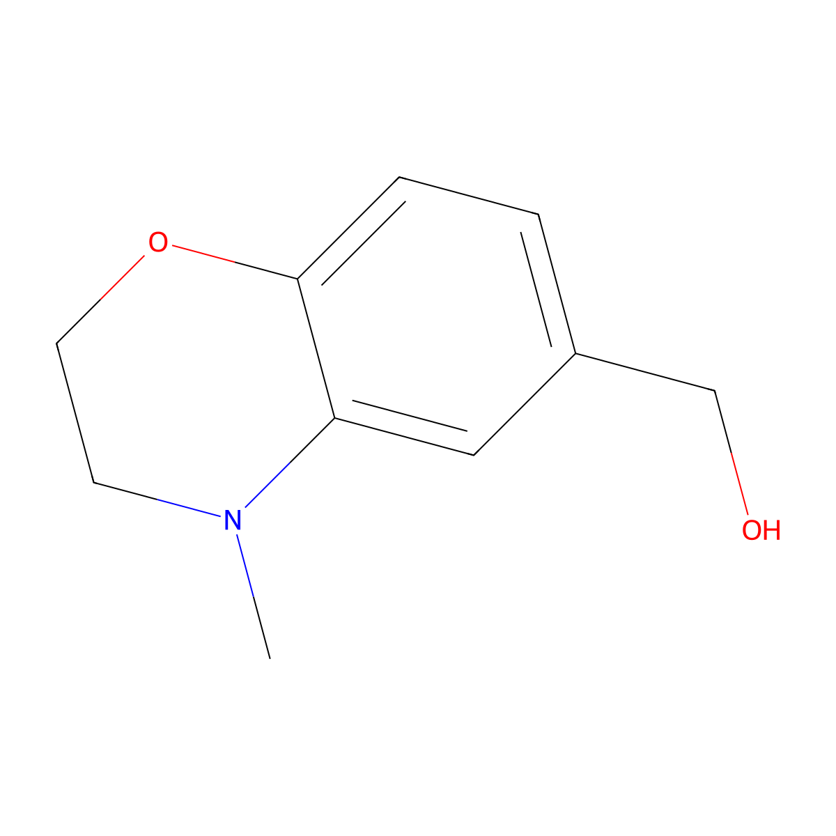 (4-methyl-3,4-dihydro-2H-1,4-benzoxazin-6-yl)methanol molecular structure, CAS 1216059-50-5