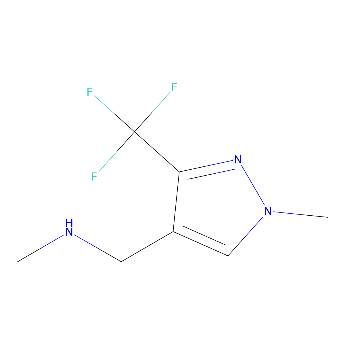 methyl({[1-methyl-3-(trifluoromethyl)-1H-pyrazol-4-yl]methyl})amine molecular structure, CAS 1216060-02-4