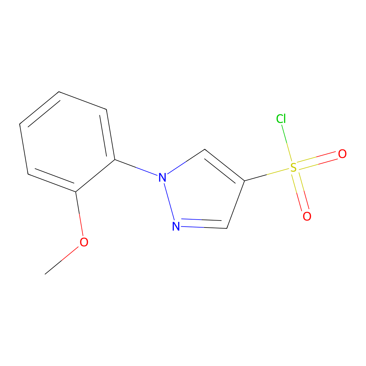 1-(2-methoxyphenyl)-1H-pyrazole-4-sulfonyl chloride molecular structure, CAS 1216060-68-2