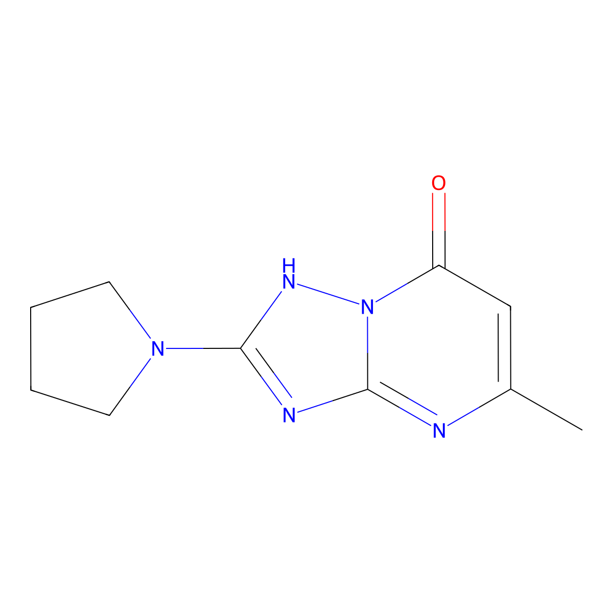 5-Methyl-2-pyrrolidin-1-yl[1,2,4]triazolo[1,5-a]pyrimidin-7(4H)-one molecular structure, CAS 1216062-17-7