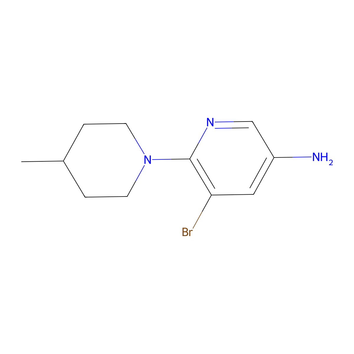 5-Bromo-6-(4-methylpiperidin-1-yl)pyridin-3-amine molecular structure, CAS 1216072-08-0