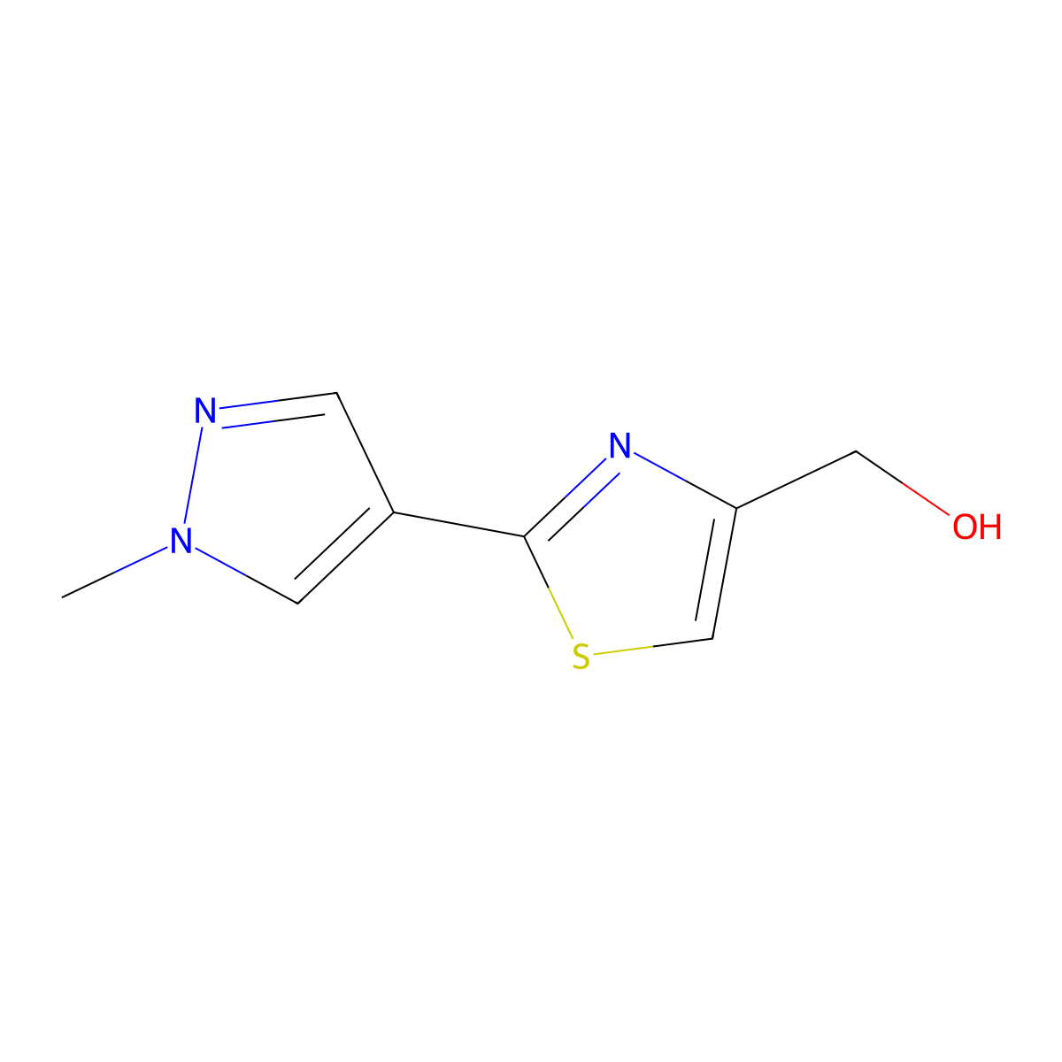 (2-(1-Methyl-1H-pyrazol-4-yl)thiazol-4-yl)methanol molecular structure, CAS 1216076-55-9