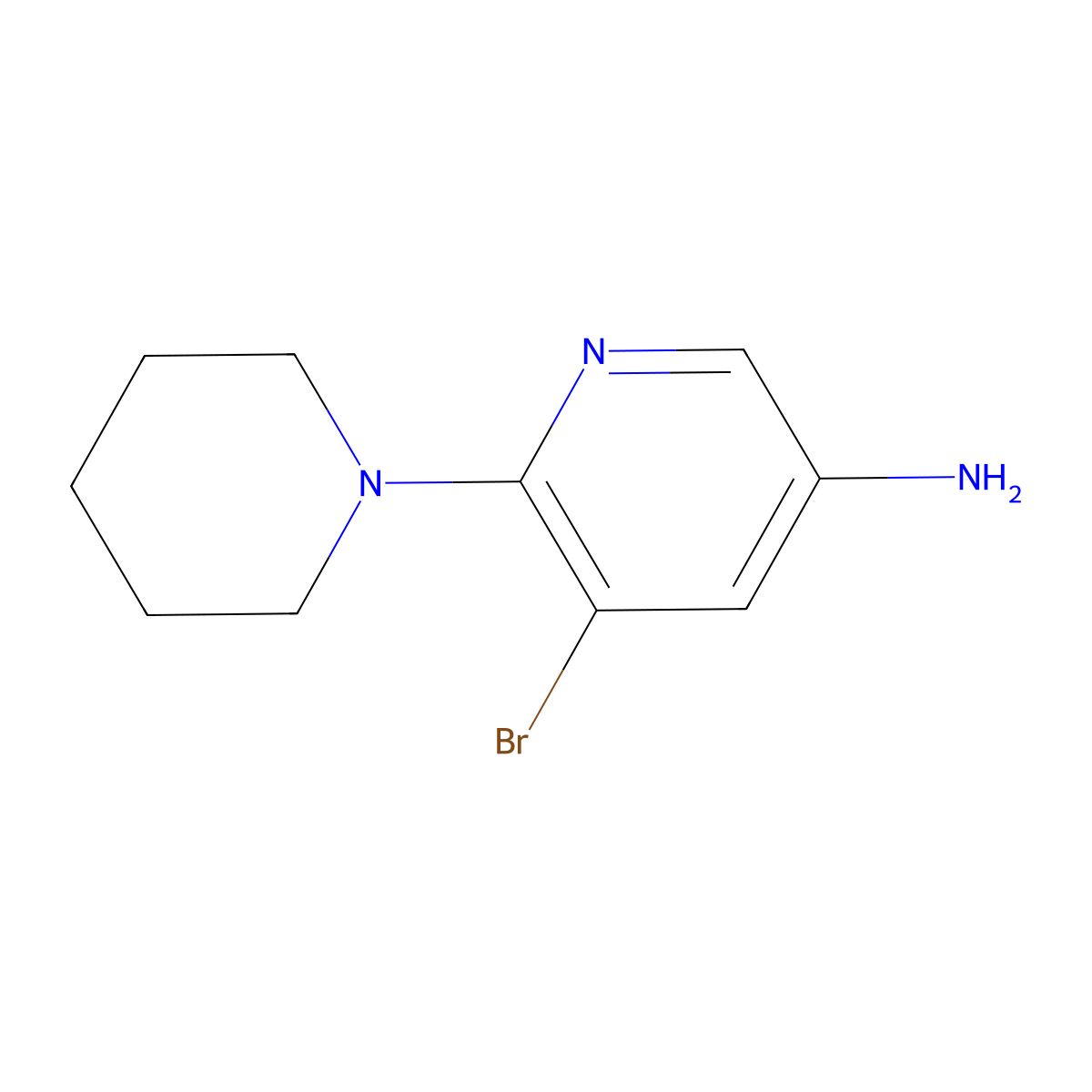 5-Amino-3-bromo-2-piperidinopyridine molecular structure, CAS 1216080-18-0
