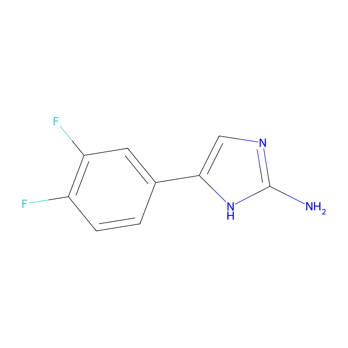 4-(3,4-difluorophenyl)-1H-imidazol-2-amine molecular structure, CAS 1216081-60-5