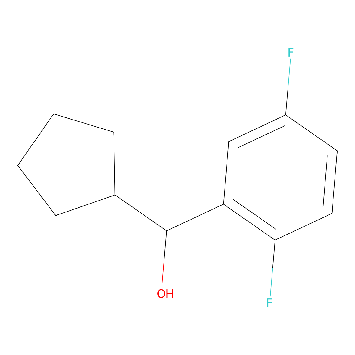 Cyclopentyl (2,5-difluorophenyl)methanol molecular structure, CAS 1216083-41-8