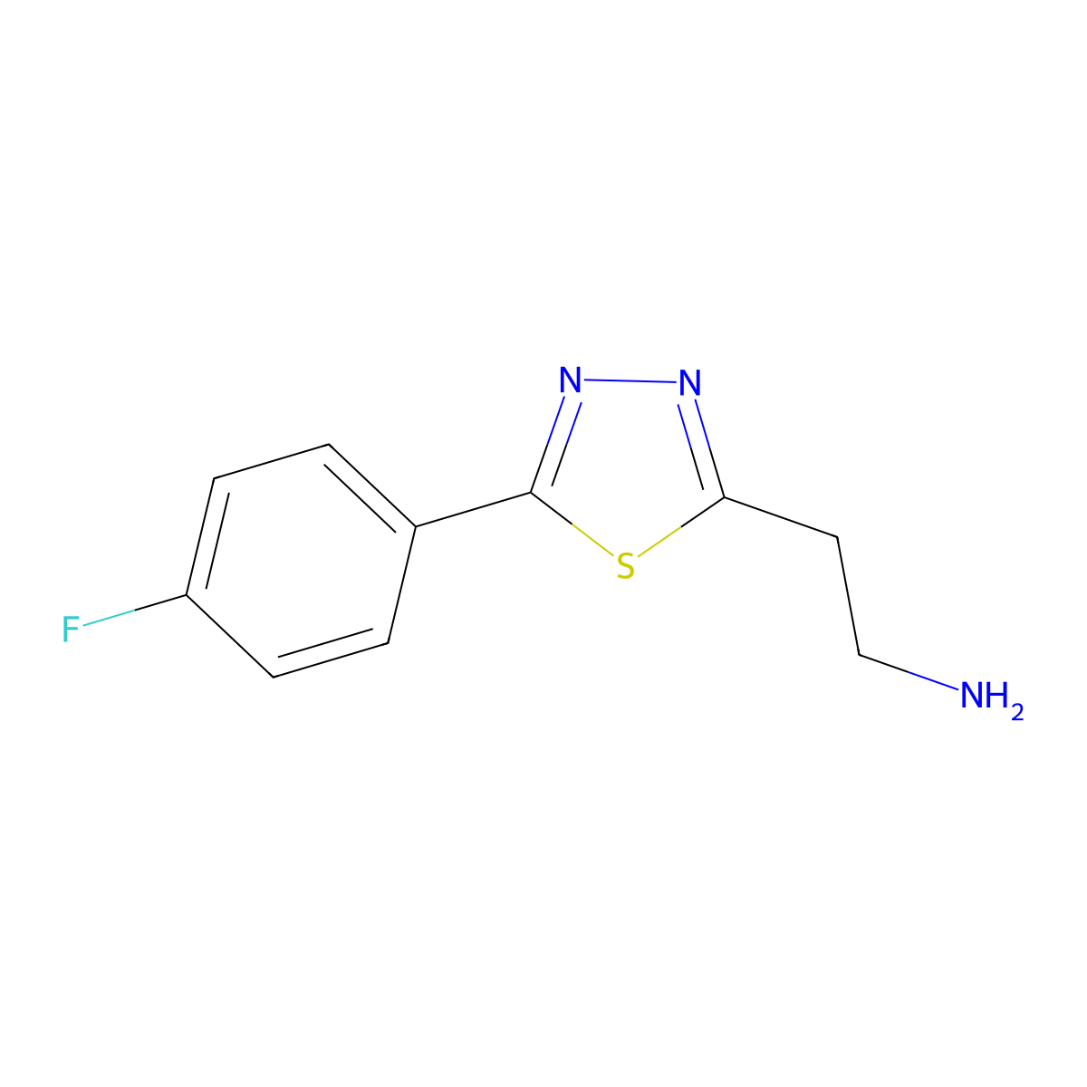 2-[5-(4-Fluorophenyl)-1,3,4-thiadiazol-2-yl]ethan-1-amine molecular structure, CAS 1216091-30-3