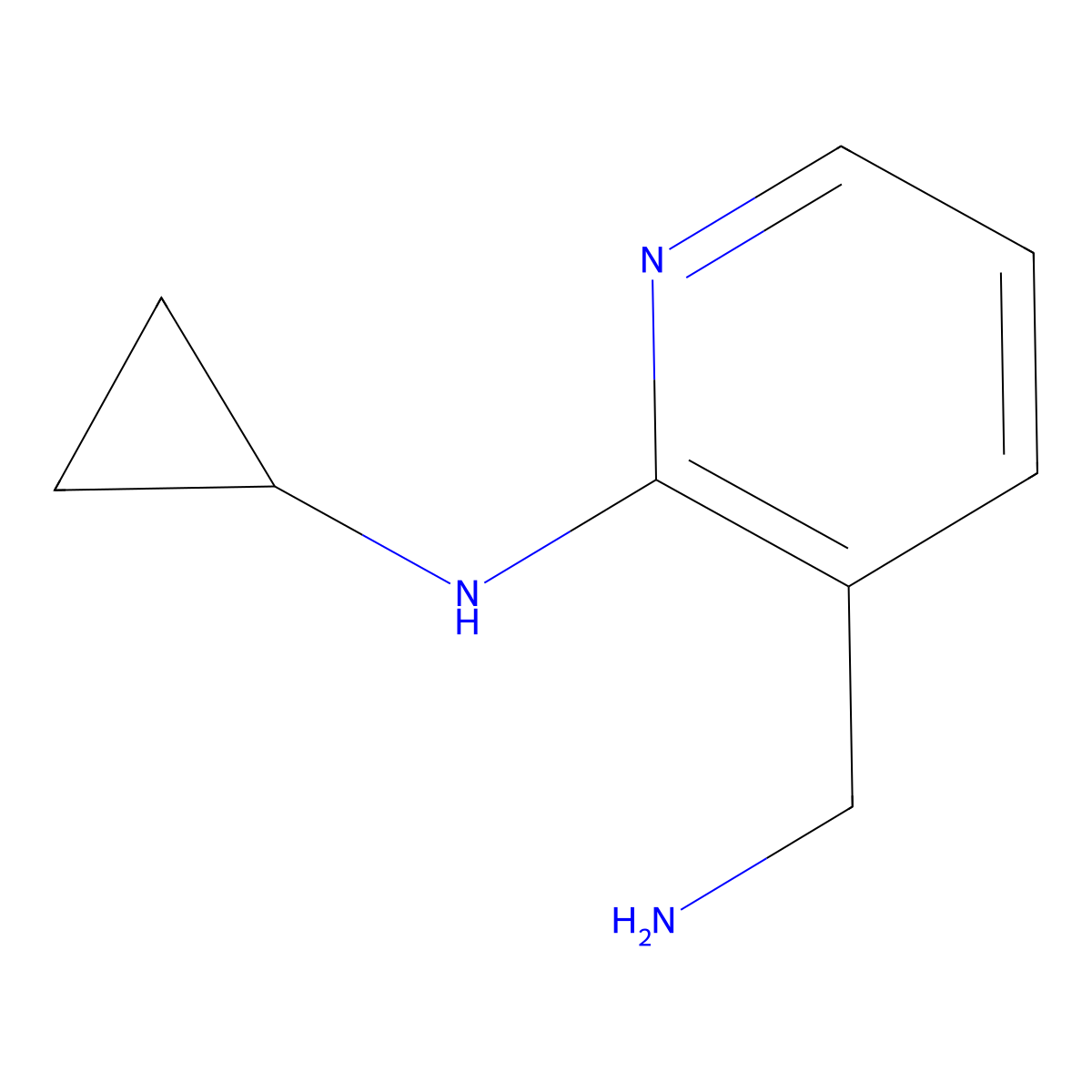 3-(aminomethyl)-N-cyclopropylpyridin-2-amine molecular structure, CAS 1216092-43-1