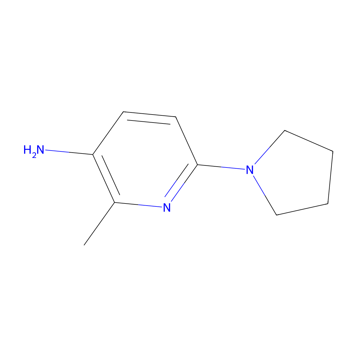 2-Methyl-6-(pyrrolidin-1-yl)pyridin-3-amine molecular structure, CAS 1216094-51-7