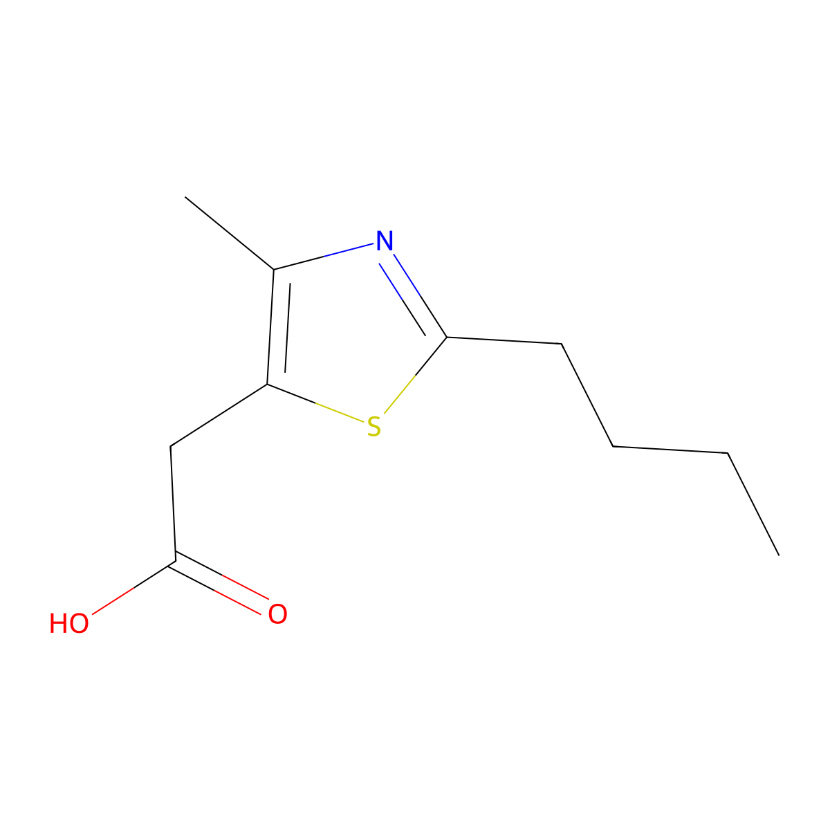 2-(2-Butyl-4-methyl-1,3-thiazol-5-yl)acetic acid molecular structure, CAS 1216095-27-0