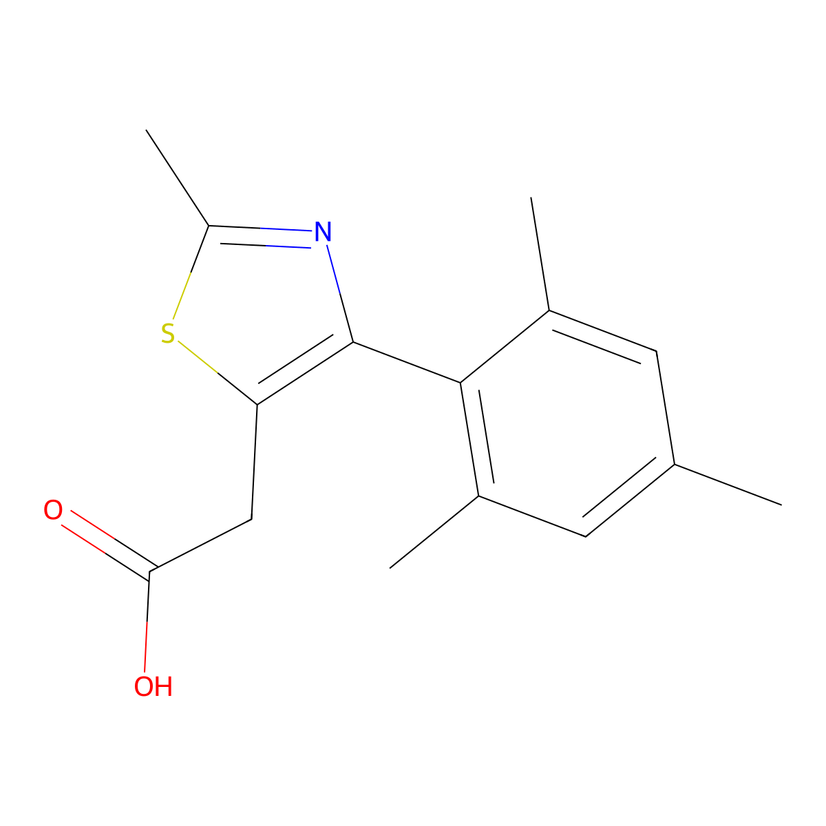 2-(4-Mesityl-2-methylthiazol-5-yl)acetic acid molecular structure, CAS 1216097-22-1