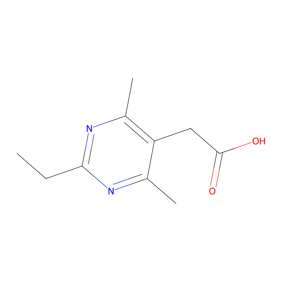 2-(2-Ethyl-4,6-dimethylpyrimidin-5-yl)acetic acid molecular structure, CAS 1216104-60-7