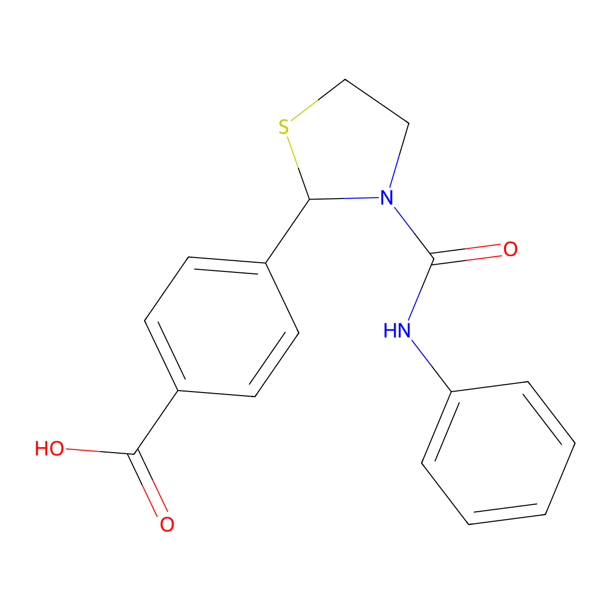 4-(3-(Phenylcarbamoyl)thiazolidin-2-yl)benzoic acid molecular structure, CAS 1216108-83-6
