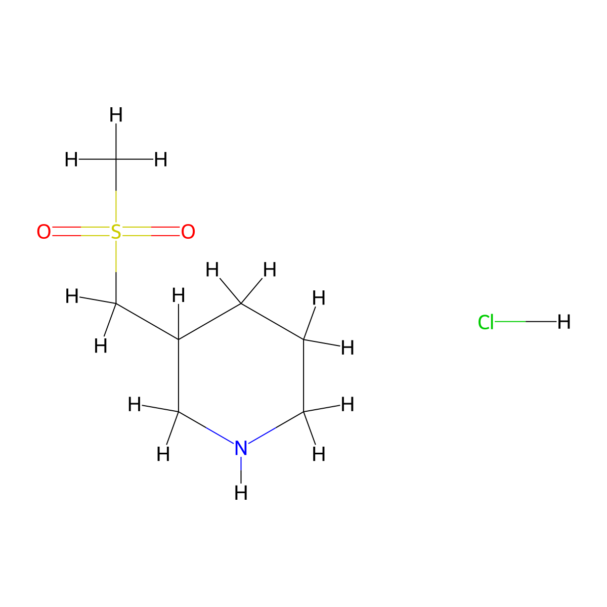 3-(Methanesulfonylmethyl)piperidine hydrochloride molecular structure, CAS 1216110-40-5