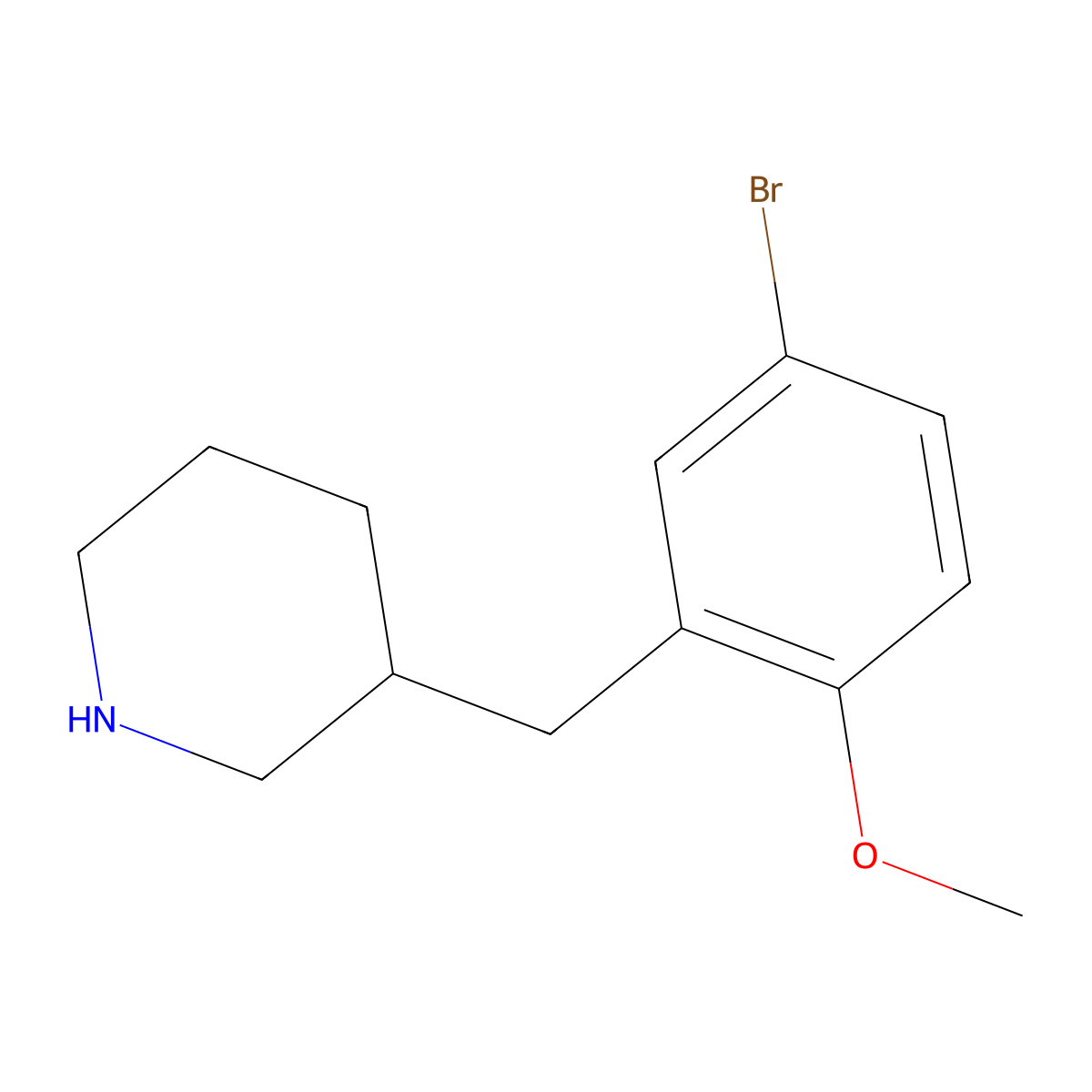3-(5-Bromo-2-methoxybenzyl)piperidine molecular structure, CAS 1216110-50-7