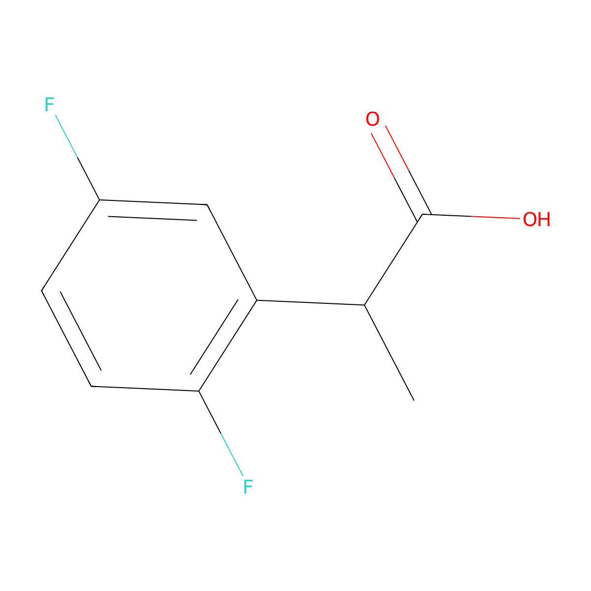 2-(2,5-Difluorophenyl)propanoic acid molecular structure, CAS 1216110-63-2