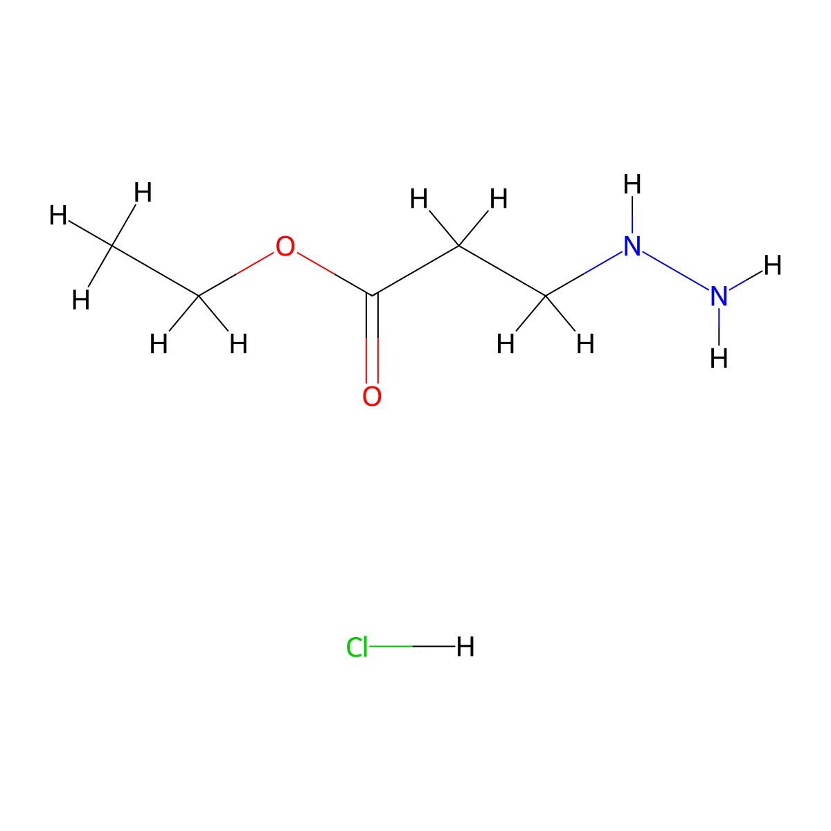 Ethyl 3-hydrazinylpropanoate hydrochloride molecular structure, CAS 1216111-67-9