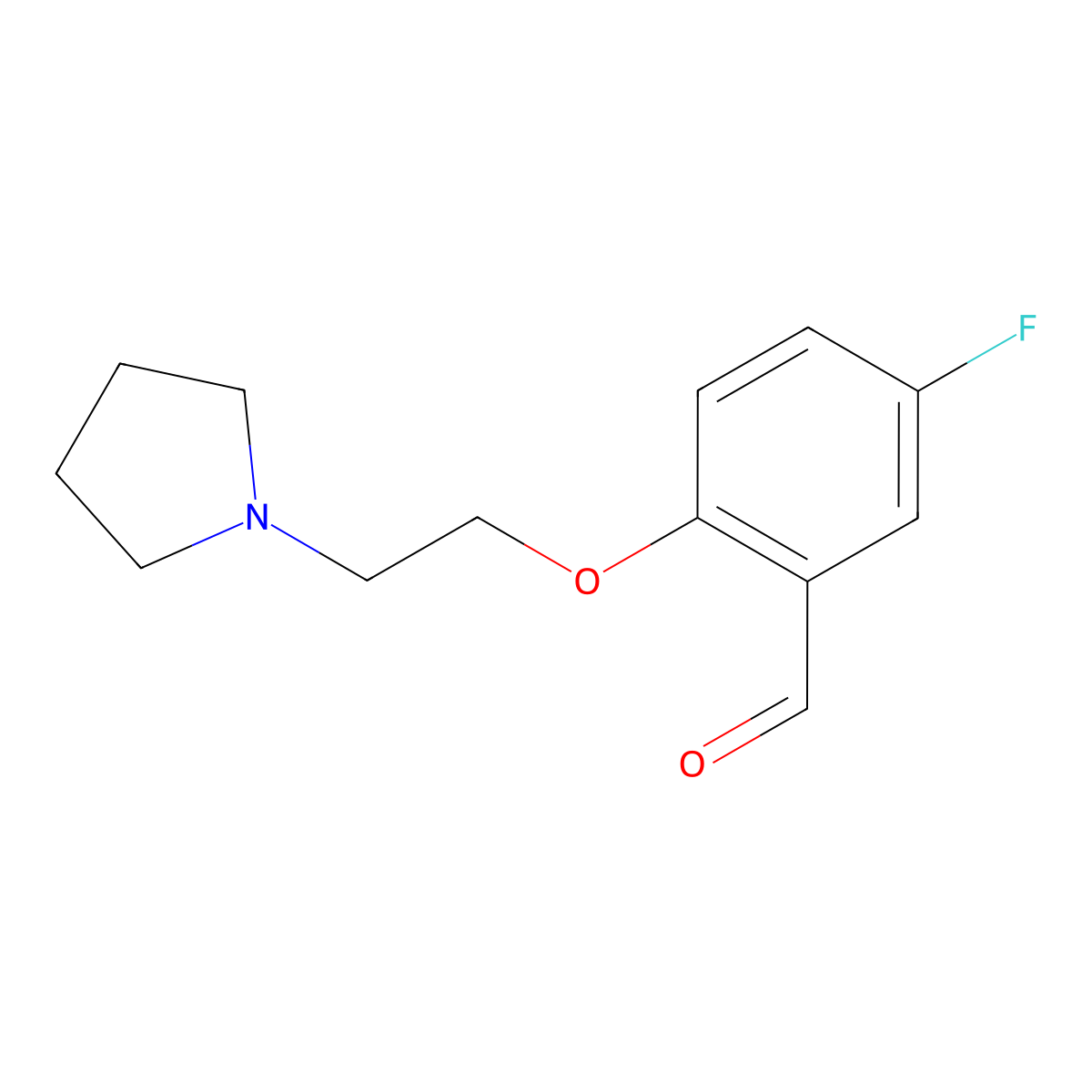 5-Fluoro-2-(2-(pyrrolidin-1-yl)ethoxy)benzaldehyde molecular structure, CAS 1216116-47-0