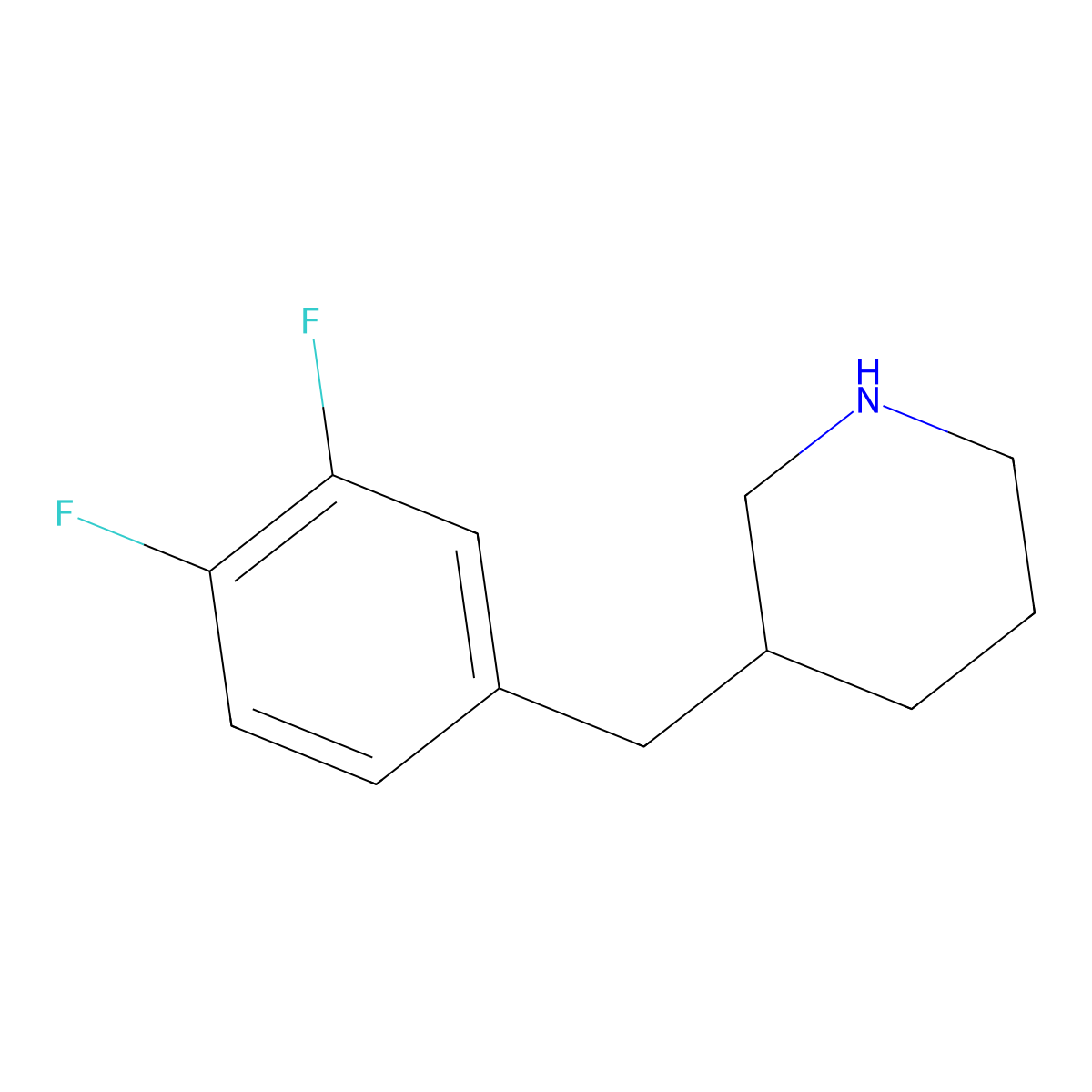 3-(3,4-Difluorobenzyl)piperidine molecular structure, CAS 1216116-52-7
