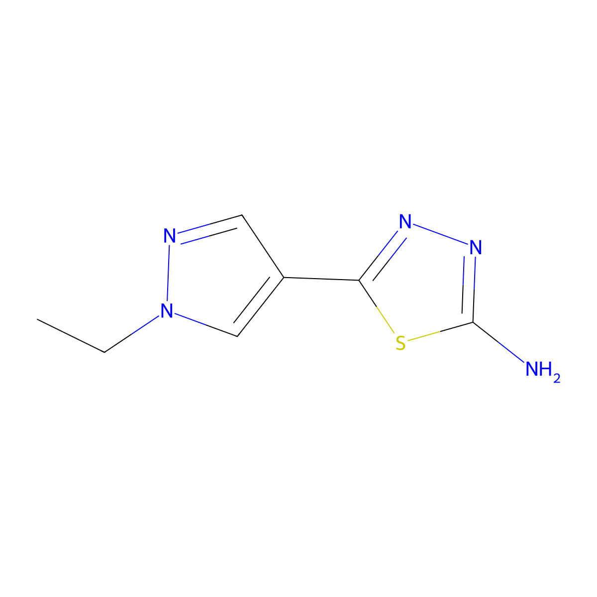 5-(1-Ethyl-1h-pyrazol-4-yl)-1,3,4-thiadiazol-2-amine molecular structure, CAS 1216119-76-4