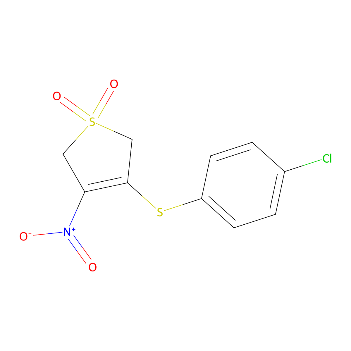 3-(4-Chlorophenyl)sulfanyl-4-nitro-2,5-dihydrothiophene 1,1-dioxide molecular structure, CAS 121612-34-8