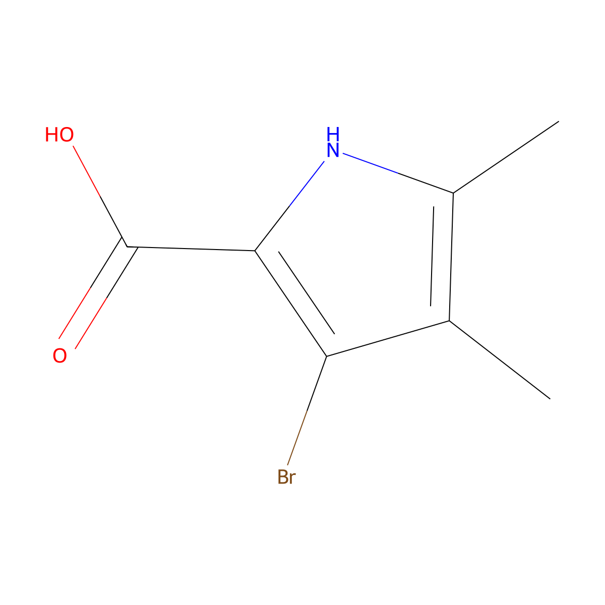 3-Bromo-4,5-dimethyl-1H-pyrrole-2-carboxylic acid molecular structure, CAS 1216122-36-9