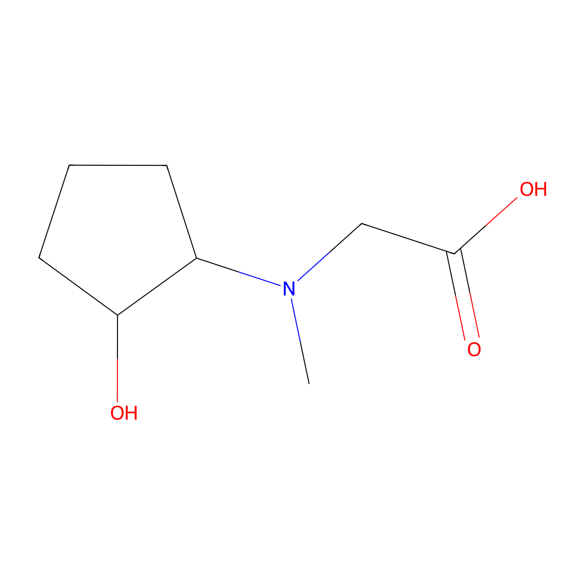 2-[(2-Hydroxycyclopentyl)(methyl)amino]acetic acid molecular structure, CAS 1216129-27-9